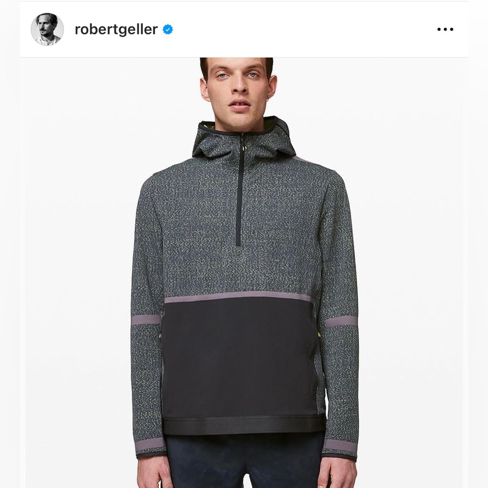 Lululemon lab men’s lululemon x Robert Geller 1/2 zip TTM hooded top. Sz S